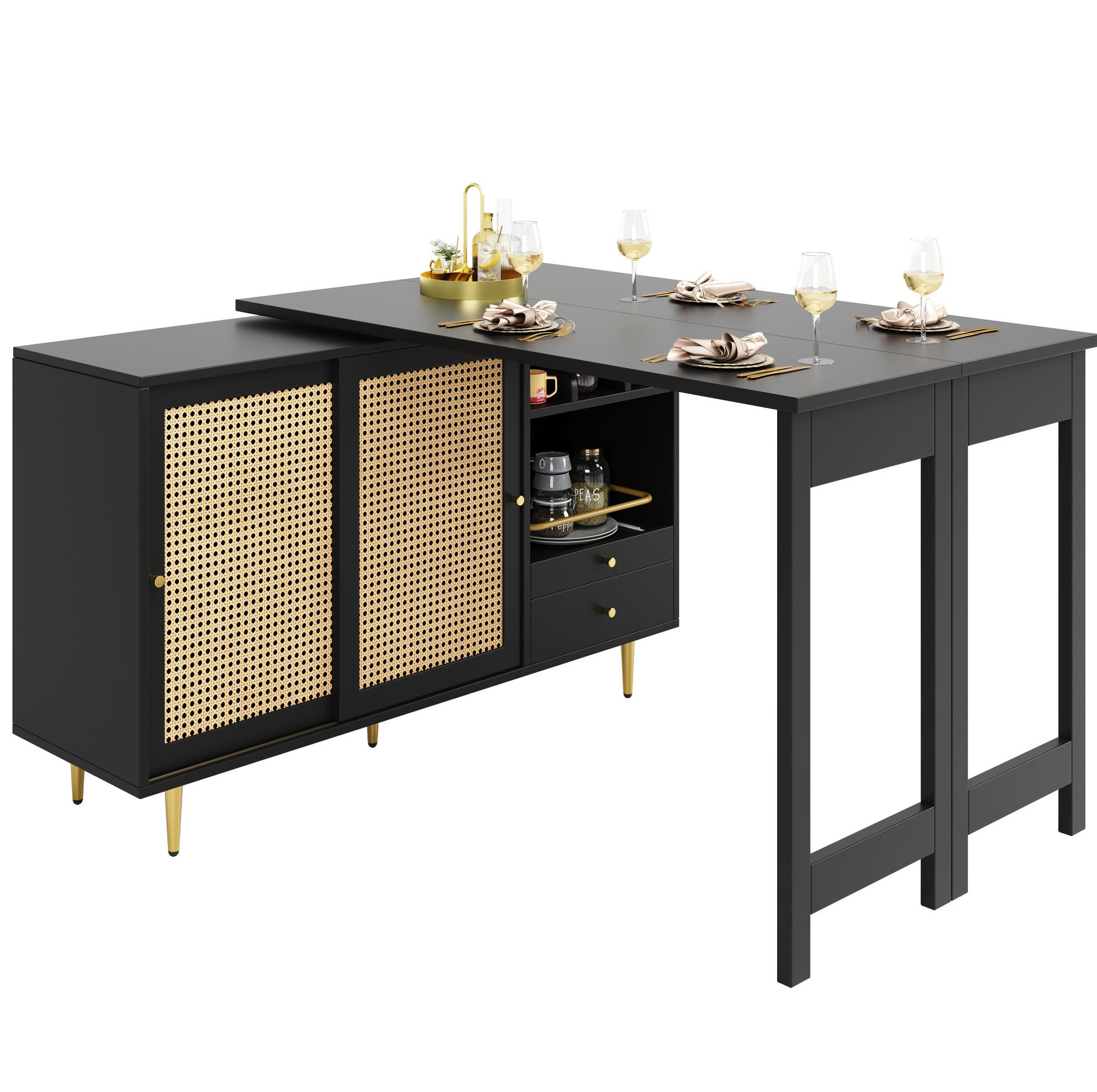 Meubliv Bartisch Schwarz 40x71.4x187 cm