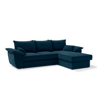 ECKSOFA RECHTS Samtstoff Pfauenblau 257cm - Blau/Hellblau, Textil (257/168cm) - Sia Home