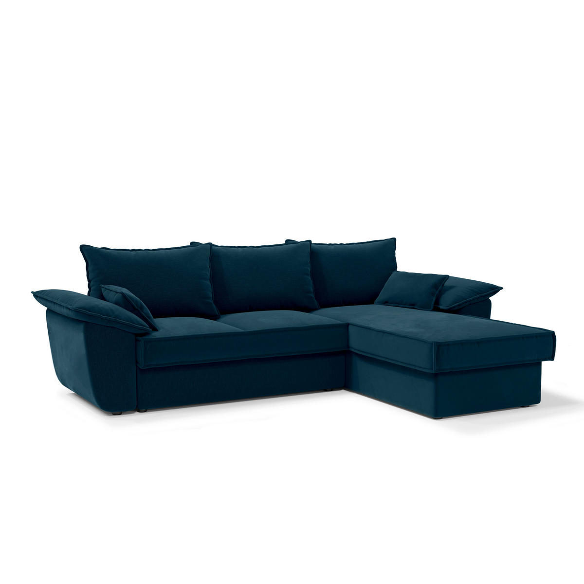 ECKSOFA RECHTS Samtstoff Pfauenblau 257cm - Blau/Hellblau, Textil (257/168cm) - Sia Home