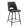 BARHOCKER ORO gepolsterter mit Steppung - grau - Samt Velour - Schwarz/Grau, Textil/Metall (48/94/55cm) - NEW HOME