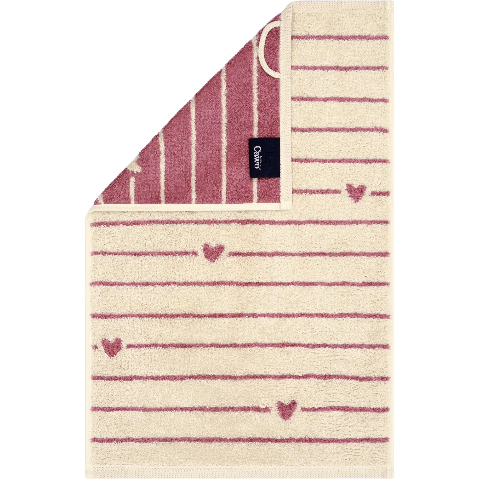 GÄSTETUCH HEART BEATS LINES & HEARTS 6276 BEERE - 32 - Rosa, Textil (30/50cm) - Cawoe