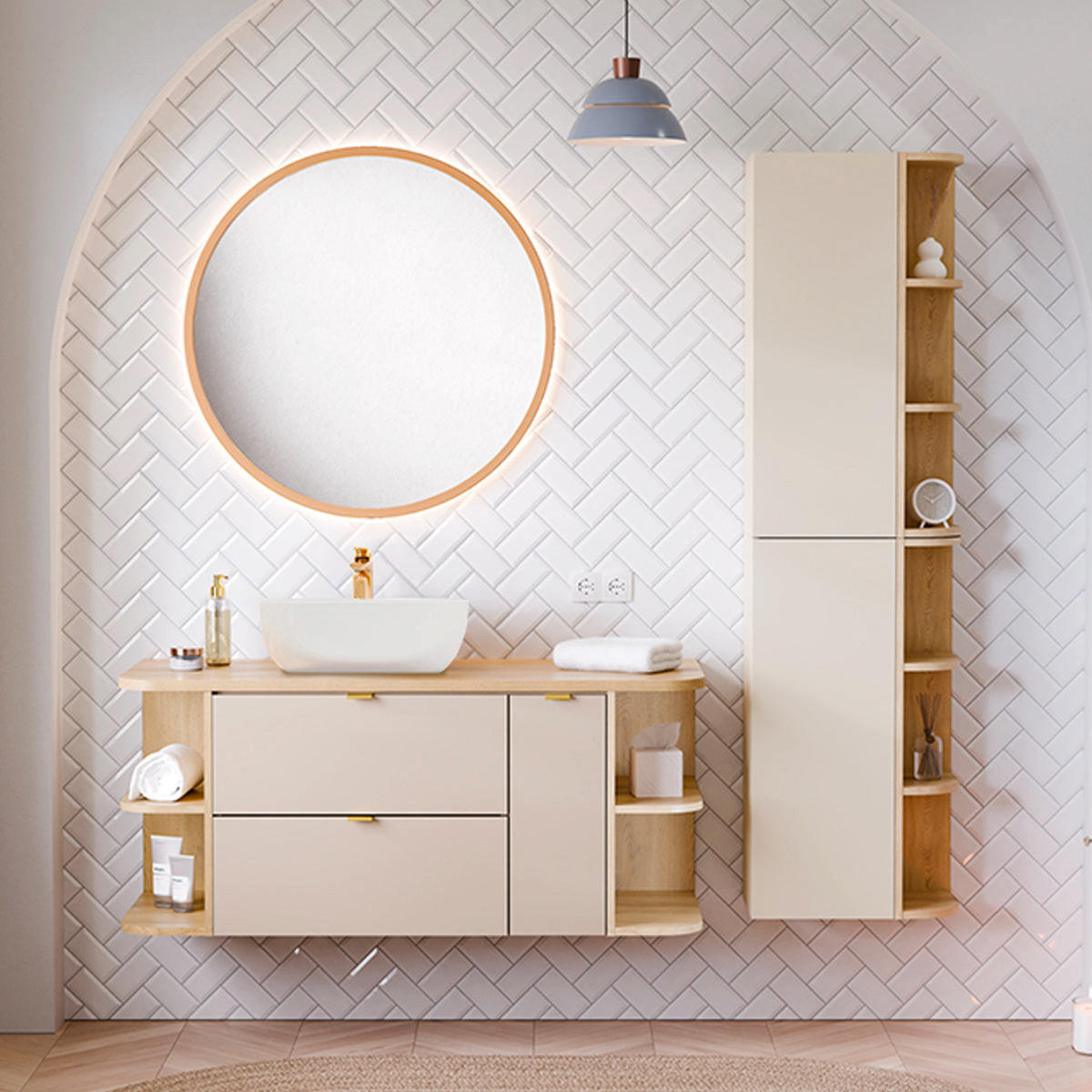 WASCHTISCHUNTERSCHRANK 120.4cm Azel Kaschmir - Beige, Holzwerkstoff (120.4/52/46cm) - Petits-meubles