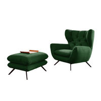 SESSEL CHARME Smaragdgrün Cord - Smaragdgrün/Schwarz, Textil/Metall (100/106/95cm) - KAWOLA