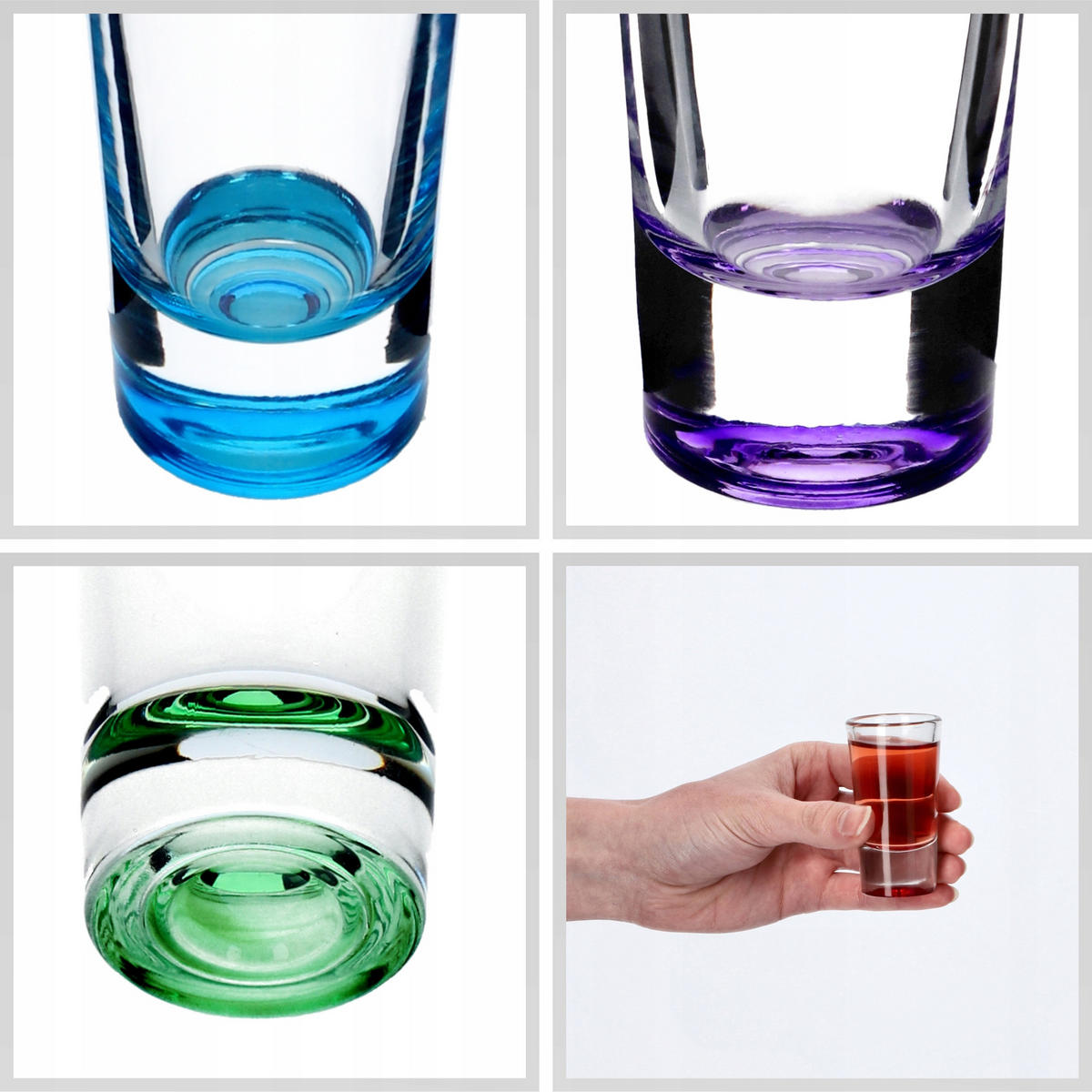 SCHNAPSGLÄSER, Mehrfarbig, 28 ml 12 Stück - Blau/Gelb, Glas (0.028L) - KADAX