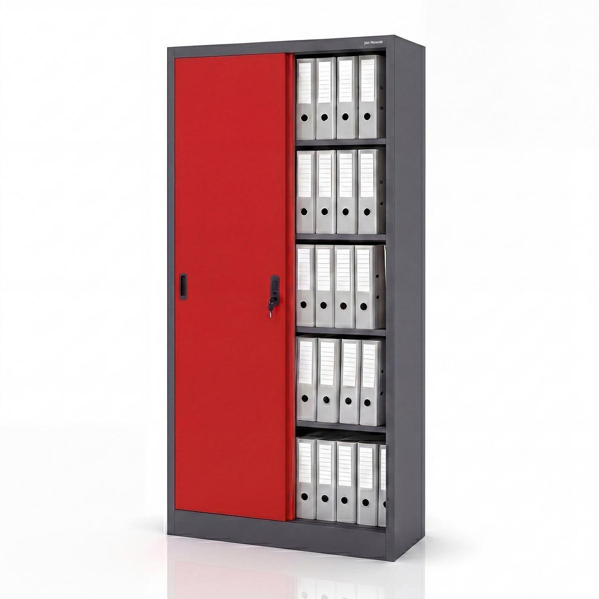 SCHIEBETÜRENSCHRANK KUBA 185x90x40 cm - Anthrazit/Rot, Metall (90/185/40cm) - Jan Nowak