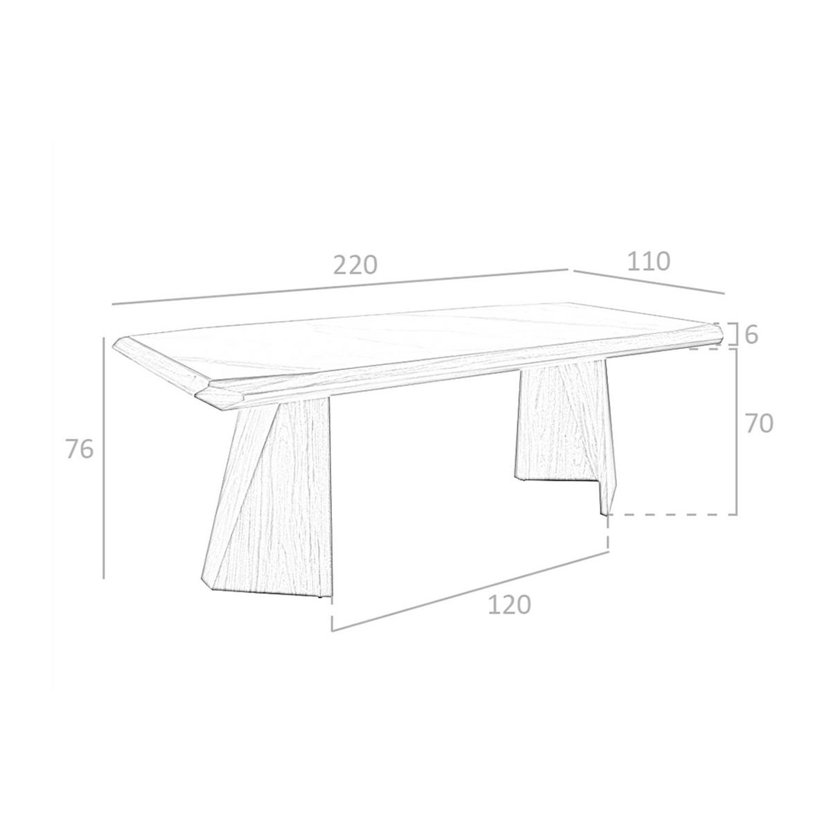 ESSTISCH Esstisch Rechteckig Porzellanmarmor aus Walnuss 220/110/76 cm - Walnussfarben/Weiß, Stein (110/220/76cm) - ANGEL CERDA