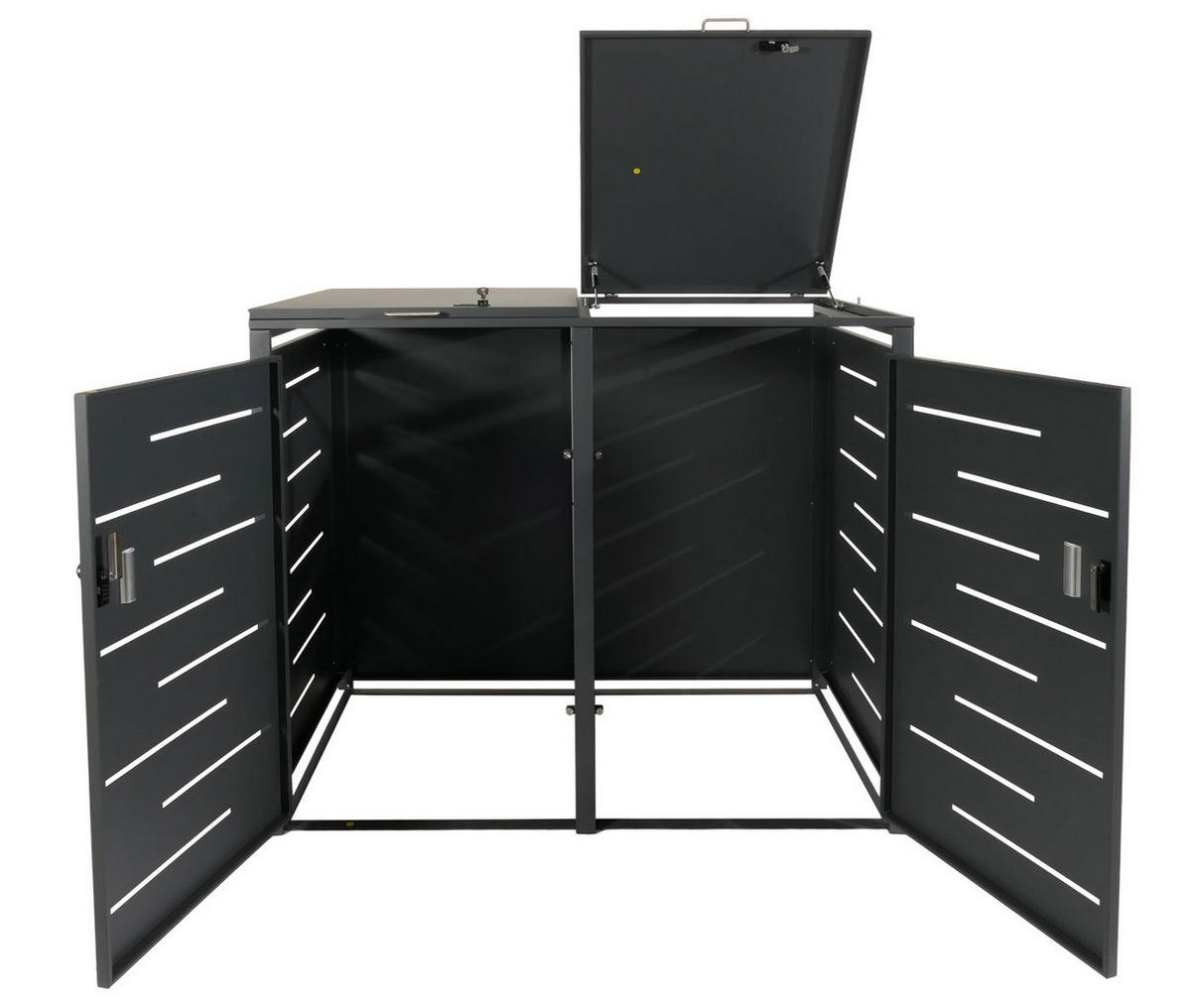 MÜLLTONNENBOX XL 2er 116x141x98cm erweiterbar Anthrazit - Anthrazit, Metall (141/116/98cm) - PROREGAL