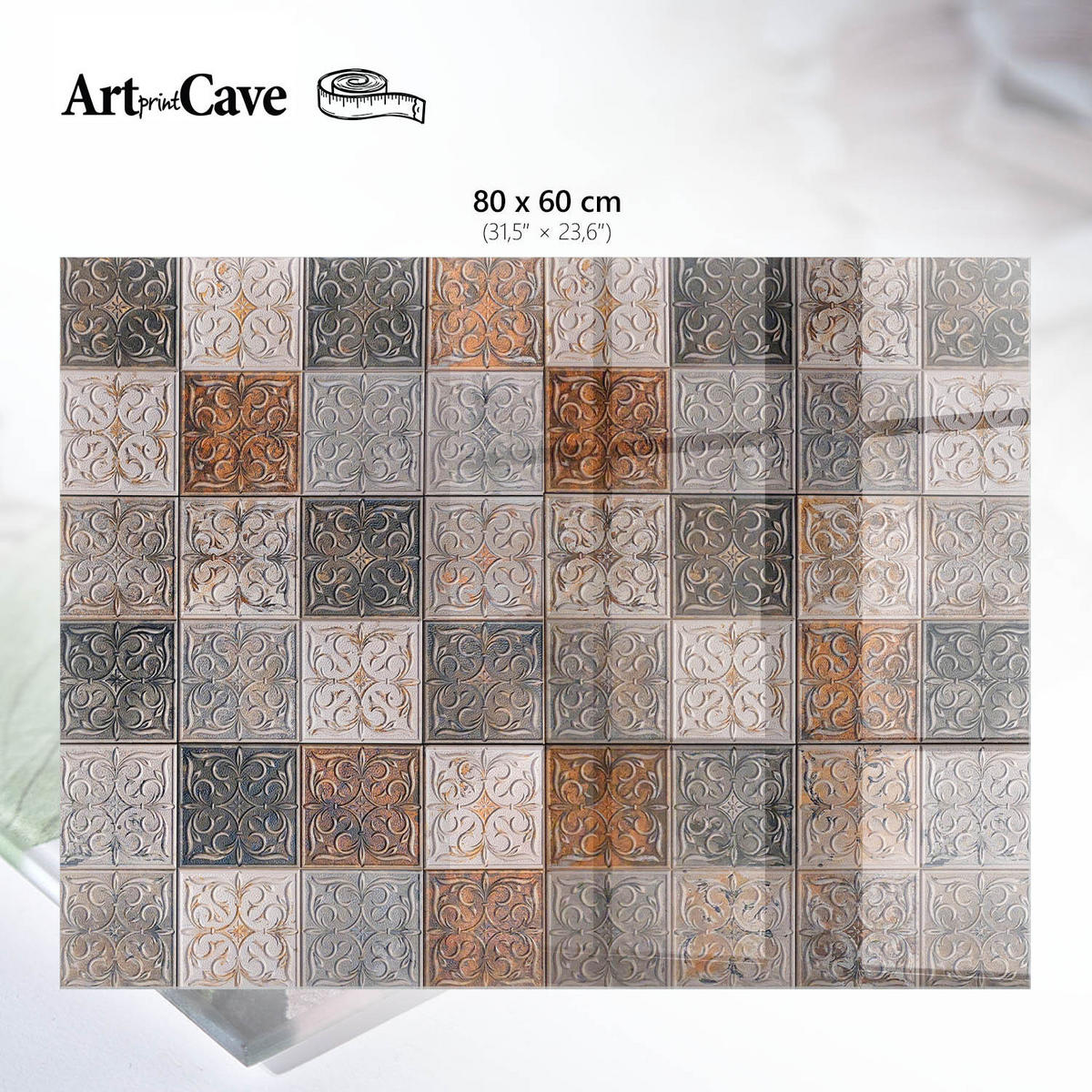 GLASPLATTE 80x60 cm – Mosaikfliesen - Grau, Glas (0.4/80/60cm) - ArtPrintCave
