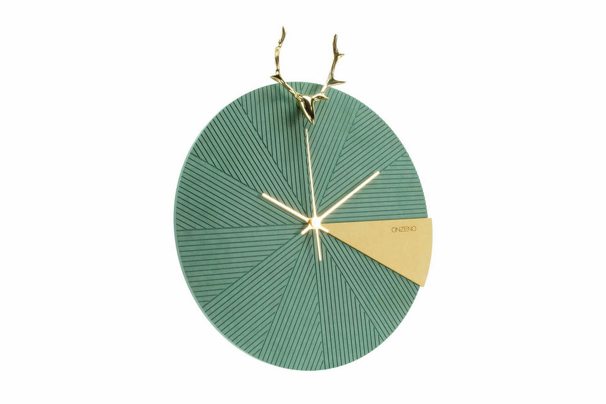 WANDUHR Design Grün 40/47 cm - Grün, Holzwerkstoff/Metall (40/47/2cm) - ONZENO