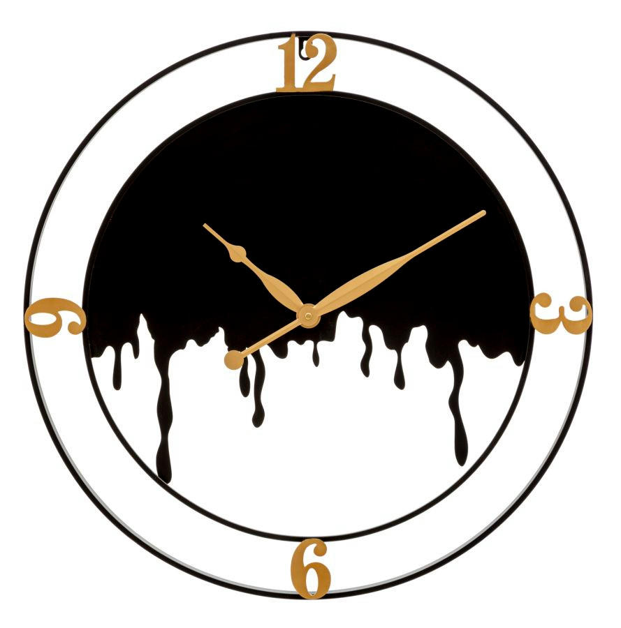 WANDUHR Splash, schwarz und goldfarben, Eisen, 66 x 4 x 66 cm - Goldfarben/Schwarz, Metall (66/66/4cm) - Mauro Ferretti