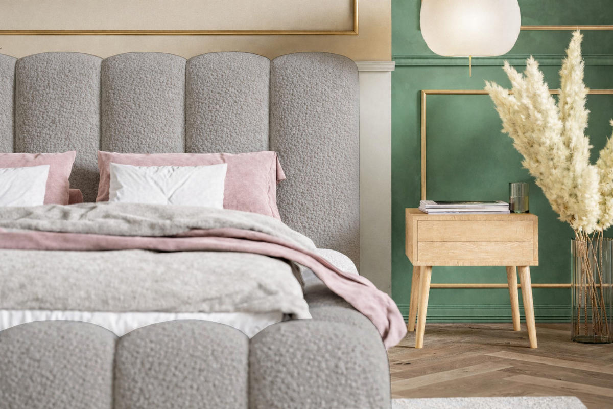 POLSTERBETT 180x200 Madeno mit Bettkasten, Boucle, Hellgrau - Hellgrau, Holz/Textil (180/200cm) - Emporius