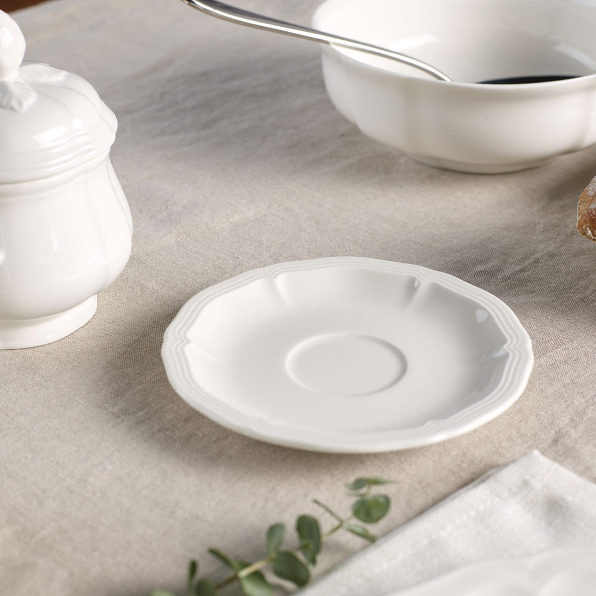 ESPRESSOUNTERTASSE Manoir weiß ø 12,2 cm - Weiß, Keramik (12.2cm) - Villeroy & Boch