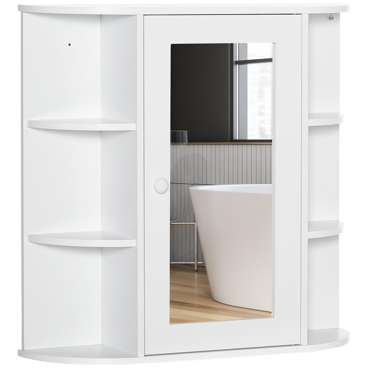 SPIEGELSCHRANK, MDF, Weiß, 66 x 17 x 63 cm - Weiß, Metall (17/63/66cm) - HOMCOM