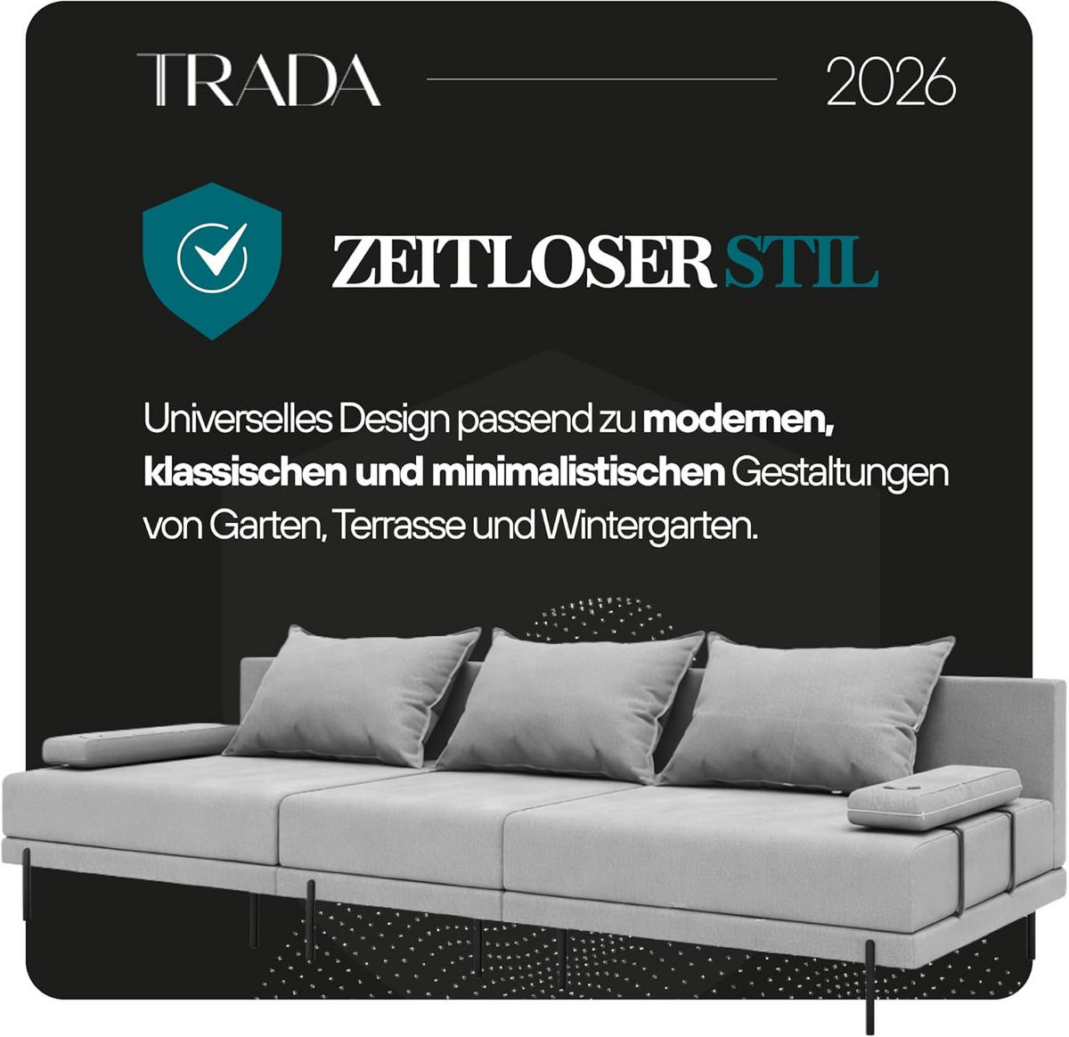 GARTENSOFA BAHAMA XL Links - Wetterfeste Balkonmöbel & Terrassenmöbel Außen - Moderne Lounge Möbel für Garten - Balkon & Terrasse - Grau - Grau, Kunststoff (370/75/222cm) - Trada