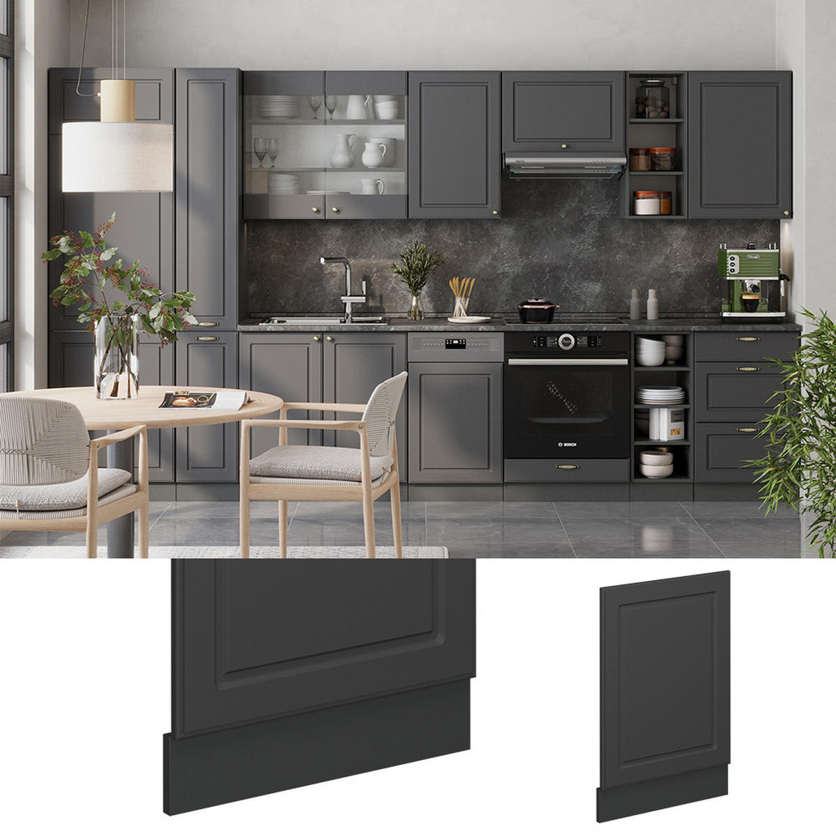 PŘEDNÍ PANEL Fame-Line Anthrazit-Gold Landhaus - antracitová, kompozitní dřevo (45/67.4/1.6cm) - Vicco