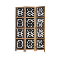 PARAVENT 3-tlg. 120/170 cm Braun Holz-Ornamentik - Braun, Holz (120/170/2cm) - Homestyle4u