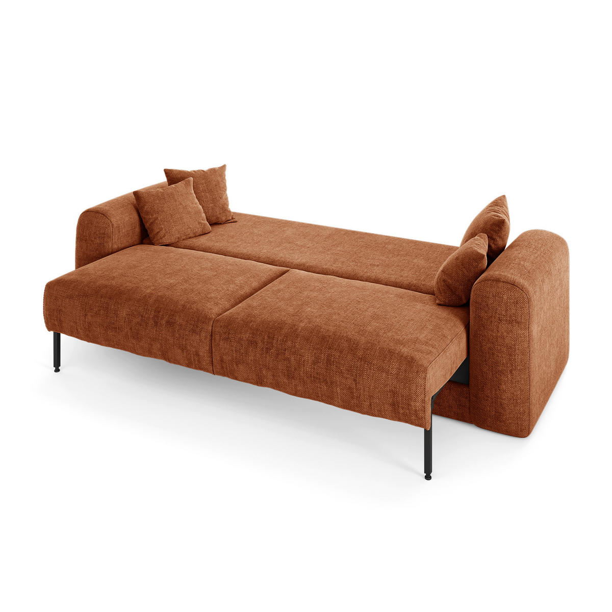 SCHLAFSOFA mit Stauraum in Nussbaum RIO Köpergewebe Terrakotta 250cm - Dunkelorange/Terracotta, Textil (250/90/95cm) - Sia Home