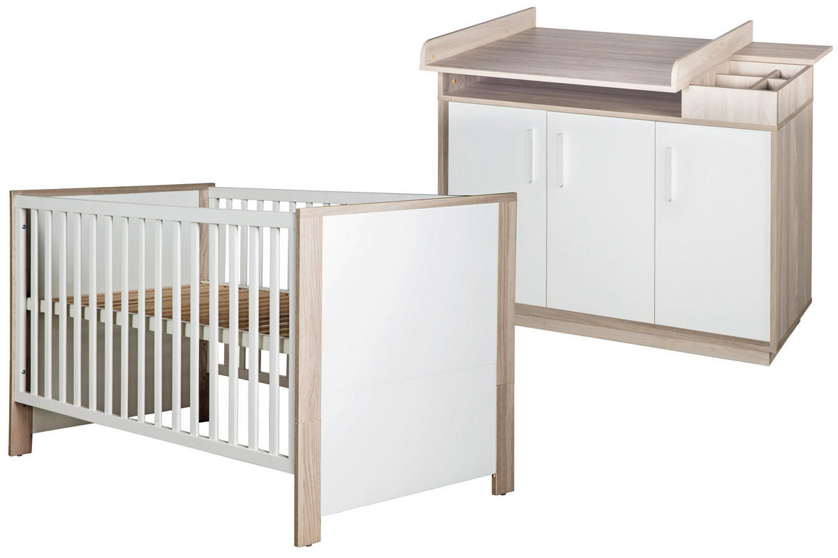 BABYZIMMER-SET Olaf 2-teilig - Multicolor/Weiß, Holzwerkstoff (76/82/142.5cm) - Roba