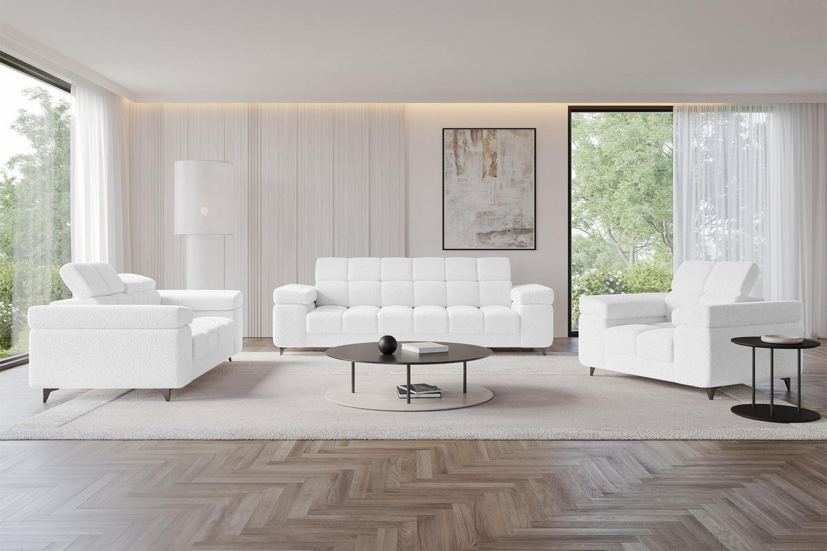 SOFA 2-Sitzer LORD-S1 194x97x90 cm Weiß Bouclé - Weiß, Holzwerkstoff/Textil (194/90/97cm) - ALTDECOR