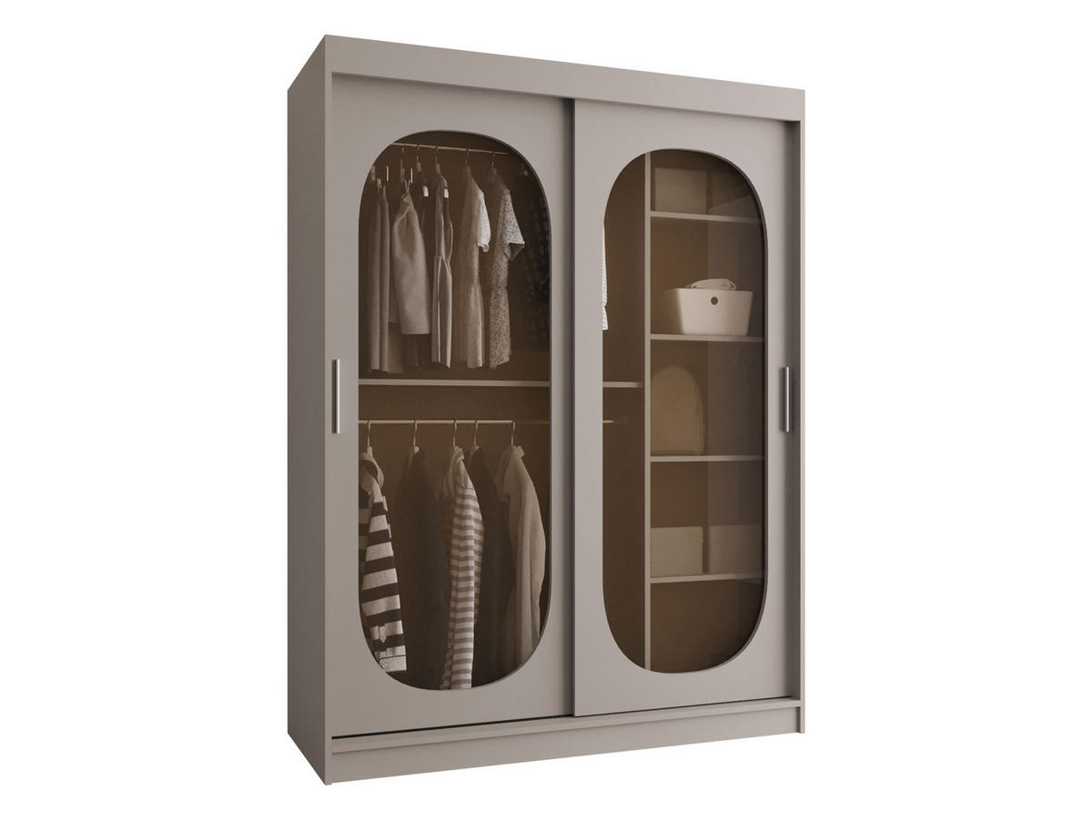 SCHWEBETÜRENSCHRANK Bahrajn 150 - Kaschmir/Silberfarben, Holzwerkstoff/Kunststoff (150/200/62cm) - MIRJAN24
