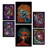 POSTER Set Mit 6 Krasse Formen 2 In Weibliche Zusammenfassung A3 & A4 Schwarzer Rahmen - Schwarz, Papier (29/3cm) - Nacnic