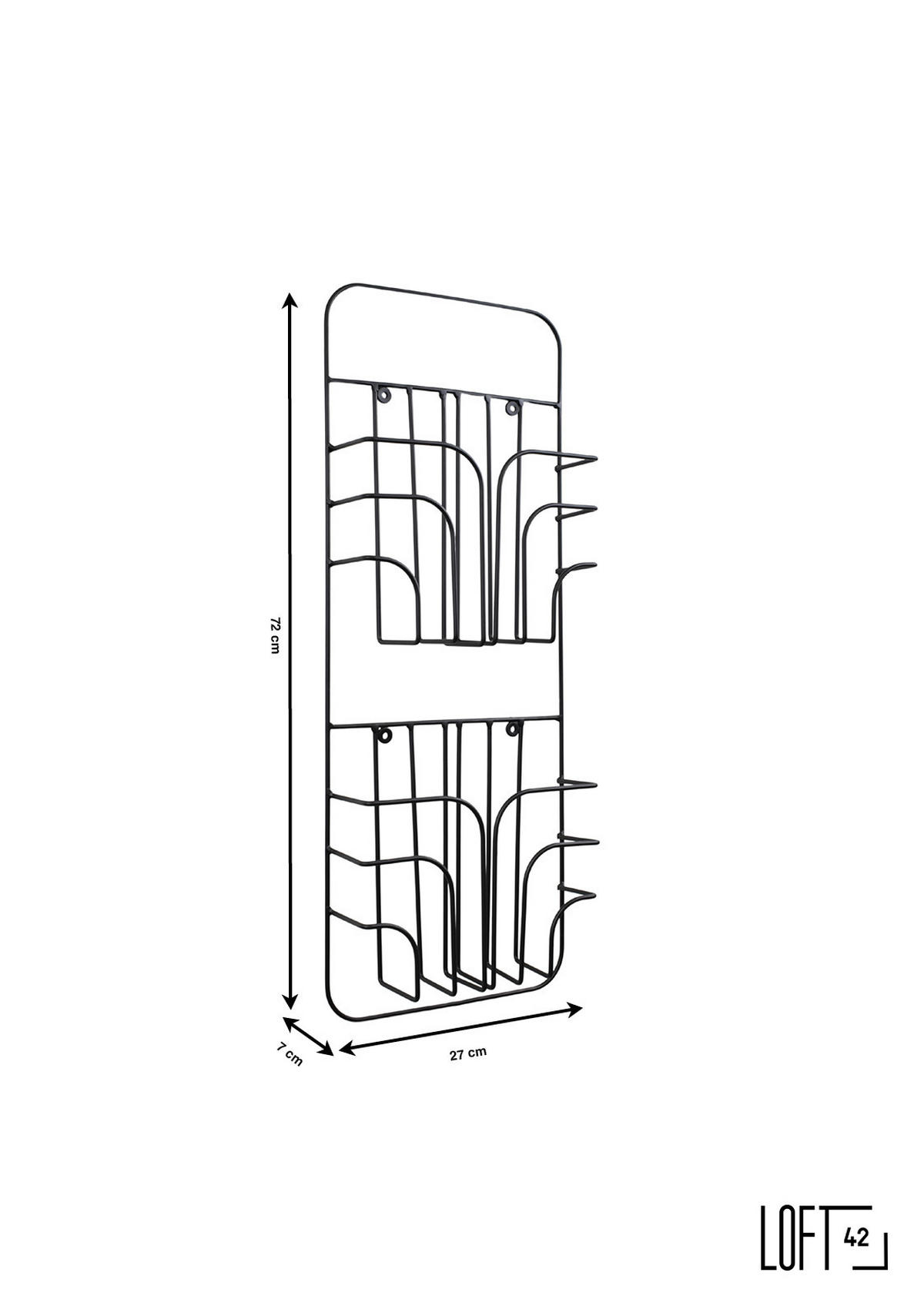 ZEITSCHRIFTENSTÄNDER Rowan Schwarz - Schwarz, Metall (27/75/8cm) - LOFT42