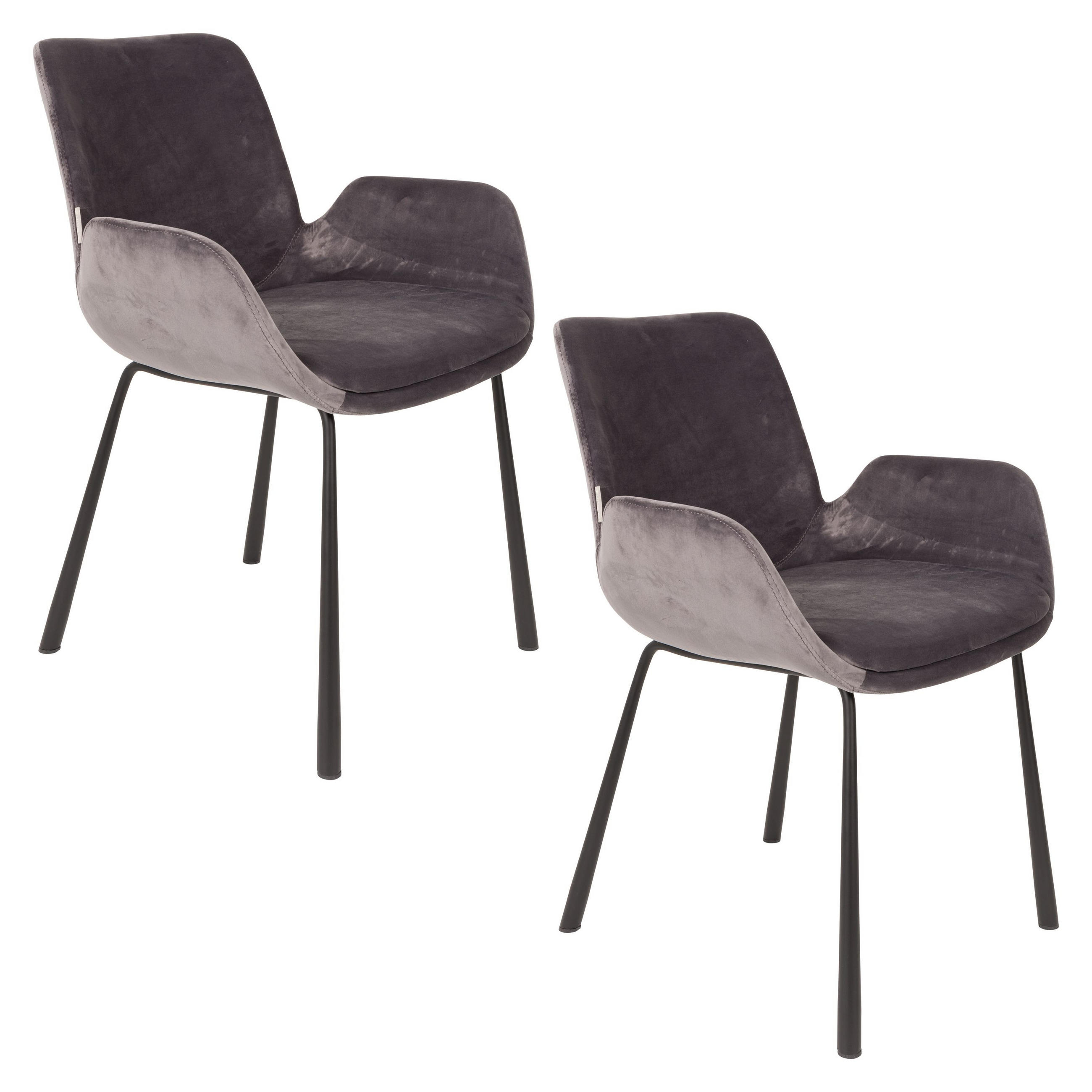 ESSZIMMERSTUHL Brit Dunkelgrau - 2 er Set - Grau, Textil (59/79/62cm) - Zuiver