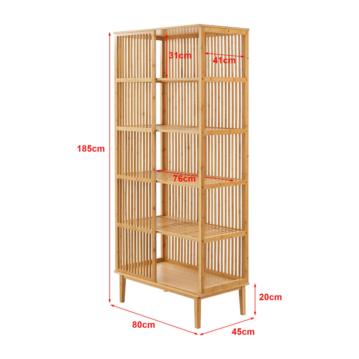 STANDREGAL Trundholm - Naturfarben, Holz (80/185/45cm) - [en.casa]