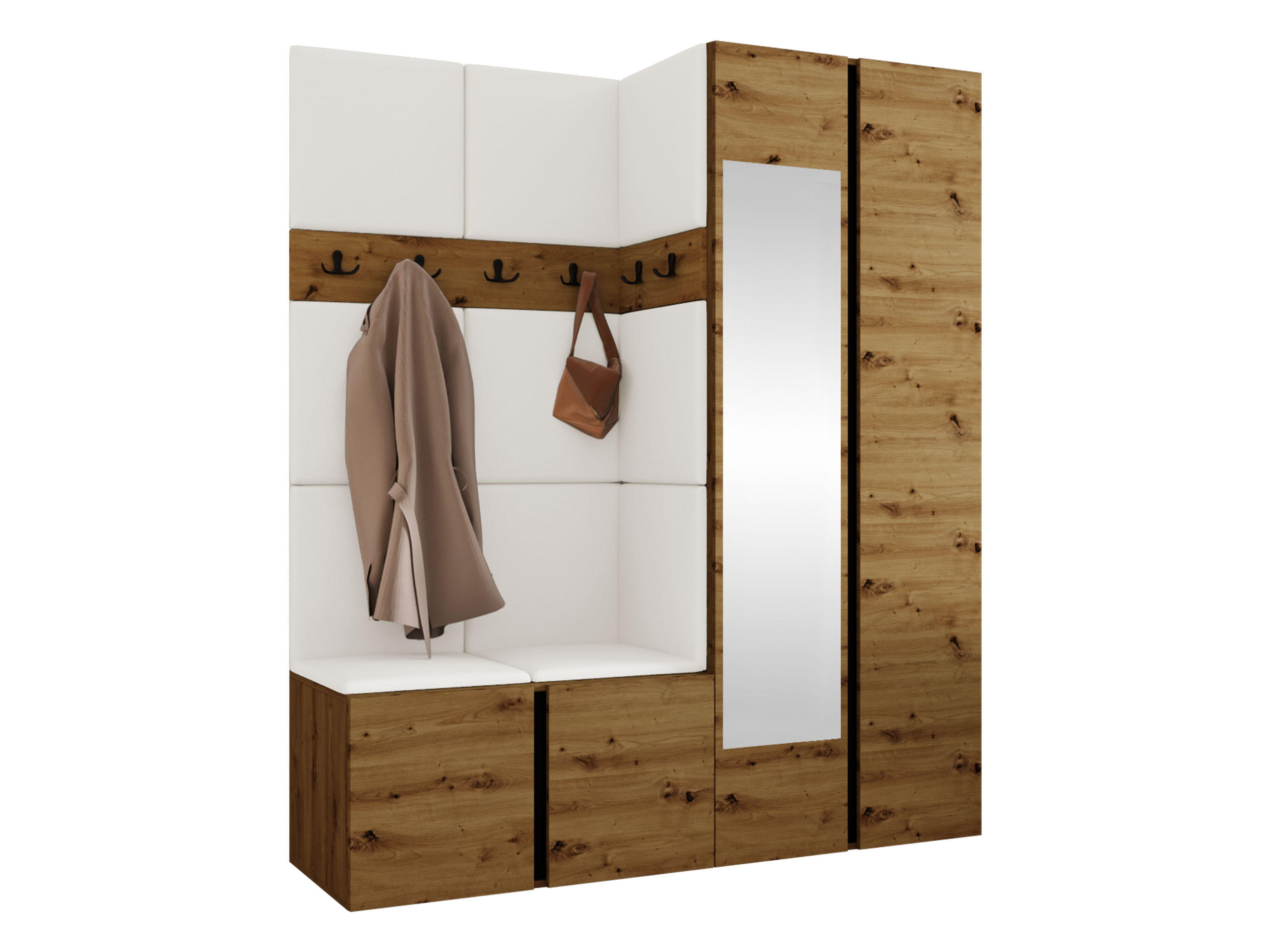GARDEROBEN-SET Orion XII - Eiche Artisan/Weiß, Holzwerkstoff/Kunststoff (158/186/46cm) - MIRJAN24