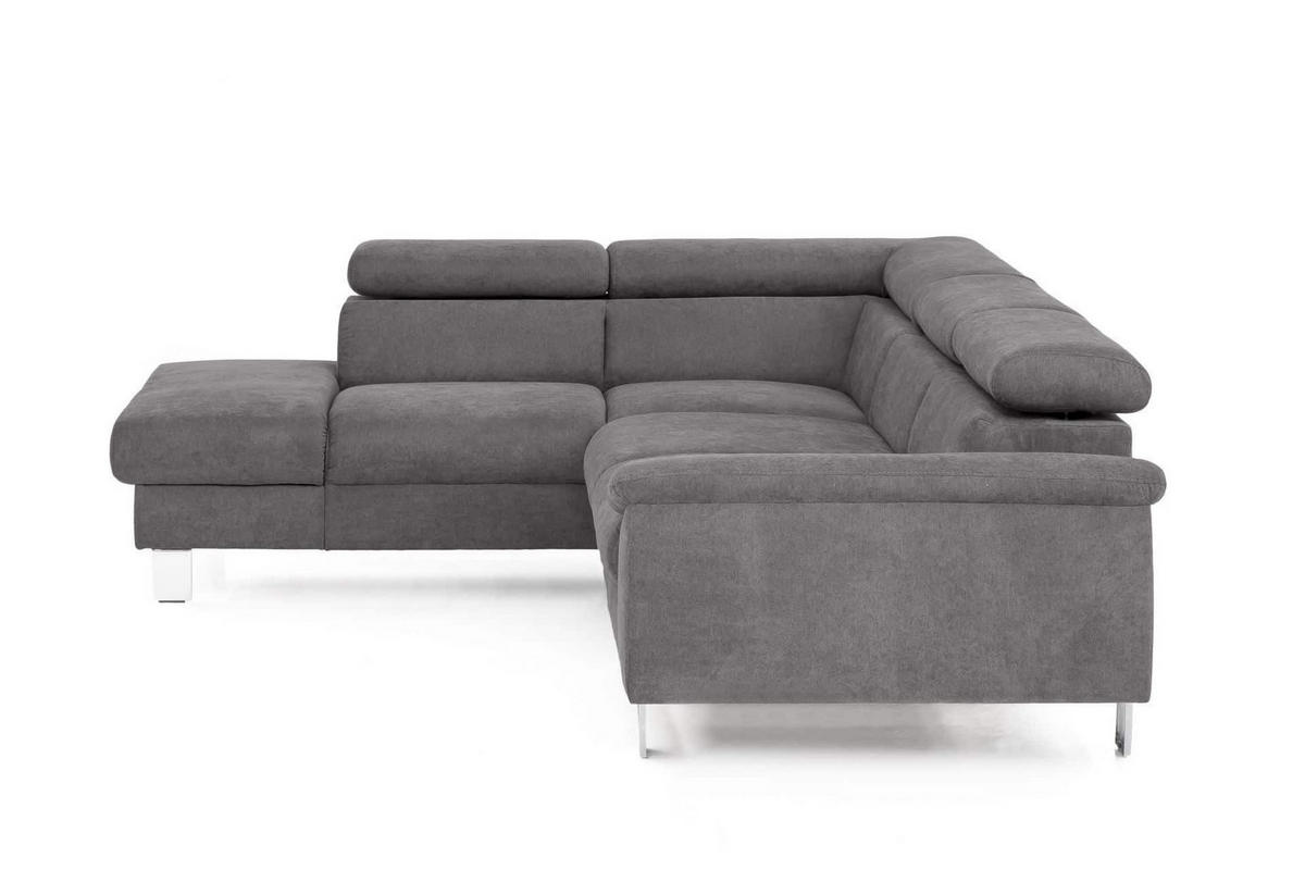 ECKSOFA mit Schlaffunktion und Bettkasten - Chromfarben/Grau, Holz/Textil (249/207cm) - Cotta