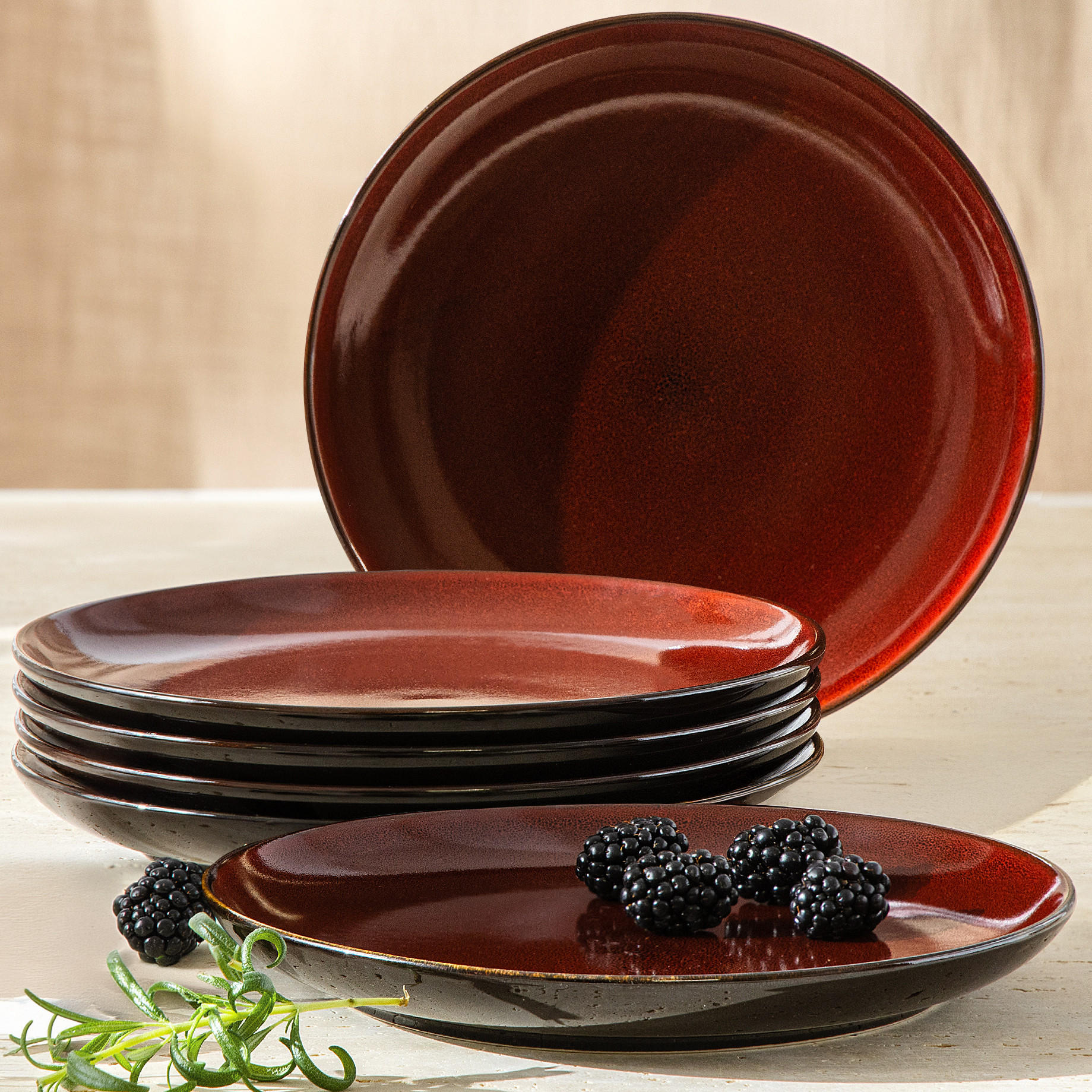 TELLER-SET DESSERTELLERSET GAMBIA 6-tlg - Rot, Keramik (20.5cm) - Ritzenhoff Breker