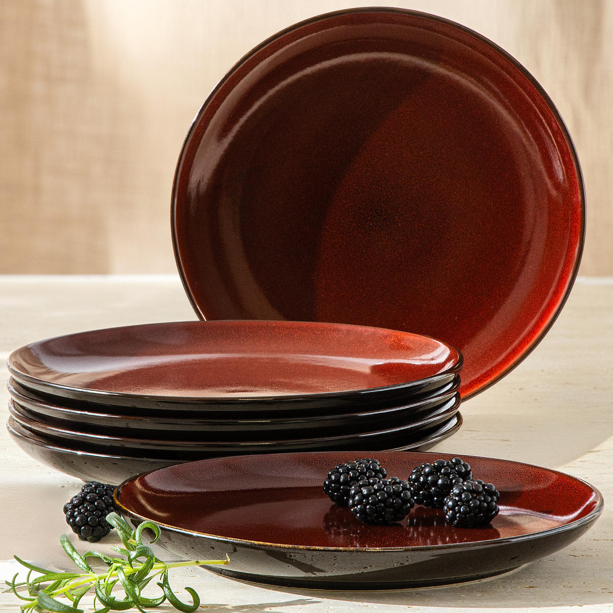 TELLER-SET DESSERTELLERSET GAMBIA 6-tlg - Rot, Keramik (20.5cm) - Ritzenhoff Breker