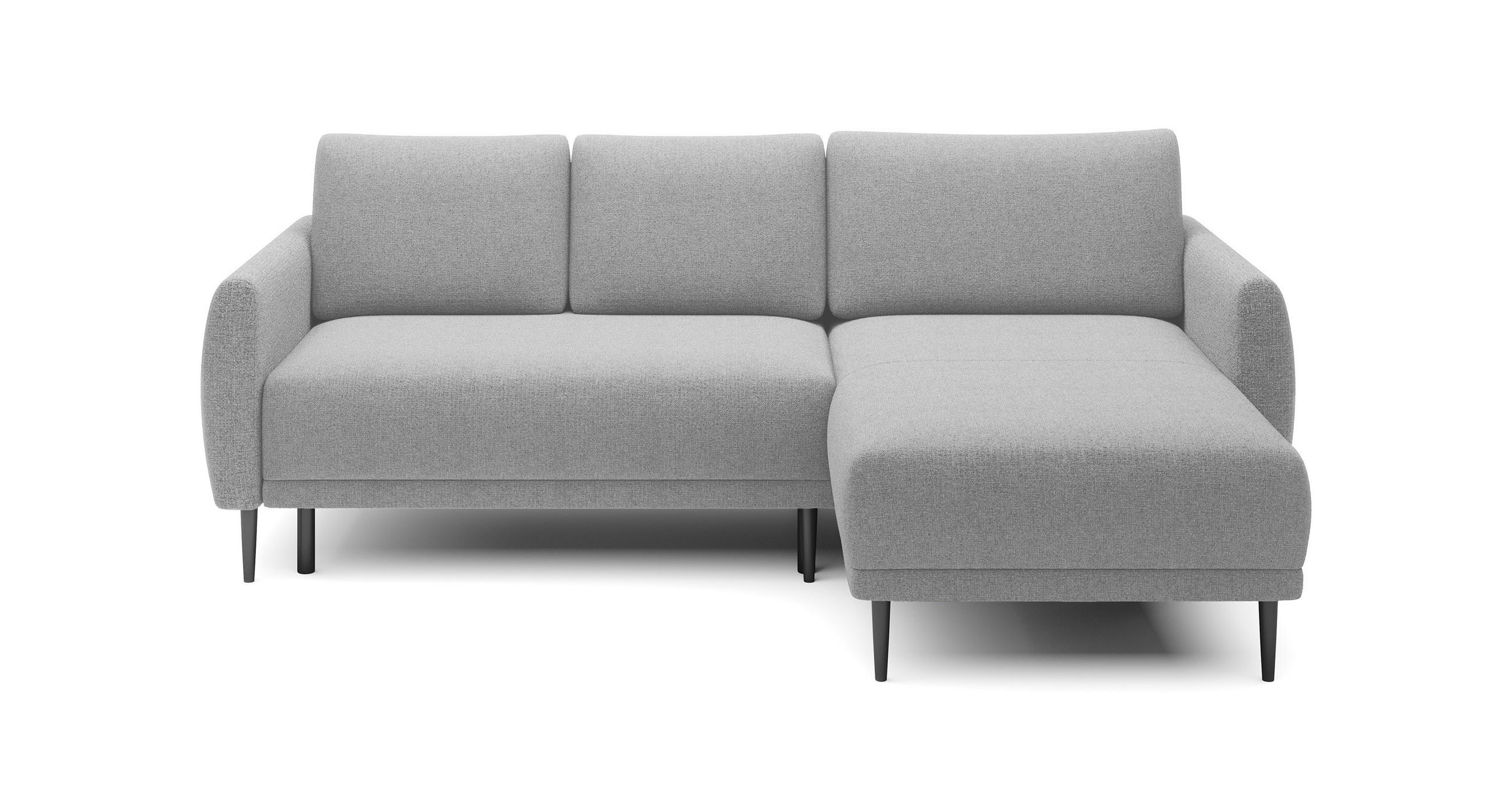 ECKSOFA Bono – Stilvolles Sofa mit Schlaffunktion, Robuste Holzfüße, Elegante Armlehnen, Tiefe Sitzfläche 226x164x88 cm – Rechte, Esche - Silberfarben, Holz/Textil (226/164cm) - DomoHome