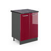 KÜCHENUNTERSCHRANK R-Line Bordeaux Hochglanz 60 cm, AP Anthrazit - Bordeaux/Anthrazit, Holzwerkstoff (60/81.6/60cm) - Vicco