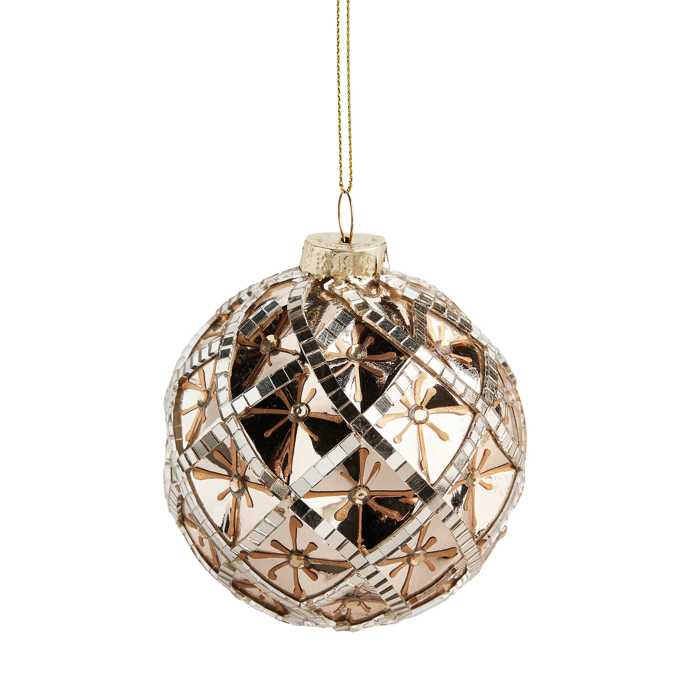 WEIHNACHTSKUGEL Glas FLORETTA, Ø8 cm, Gold, Christbaumkugeln, Weihnachtsdeko Xmas, Christmas Deko - Goldfarben, Glas (8/8/8cm) - home&you