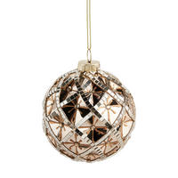 WEIHNACHTSKUGEL Glas FLORETTA, Ø8 cm, Gold, Christbaumkugeln, Weihnachtsdeko Xmas, Christmas Deko - Goldfarben, Glas (8/8/8cm) - home&you
