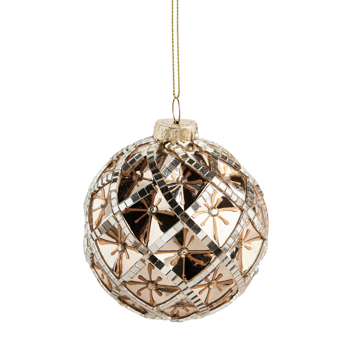 WEIHNACHTSKUGEL Glas FLORETTA, Ø8 cm, Gold, Christbaumkugeln, Weihnachtsdeko Xmas, Christmas Deko - Goldfarben, Glas (8/8/8cm) - home&you