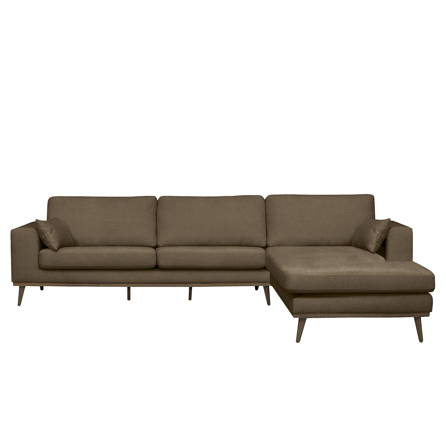 ECKSOFA mit Longchair - Eichefarben/Beige, Textil (281/153cm) - home24