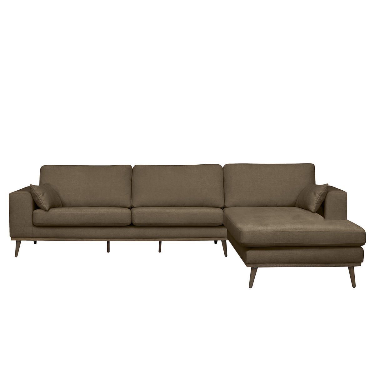 ECKSOFA mit Longchair - Eichefarben/Beige, Textil (281/153cm) - home24