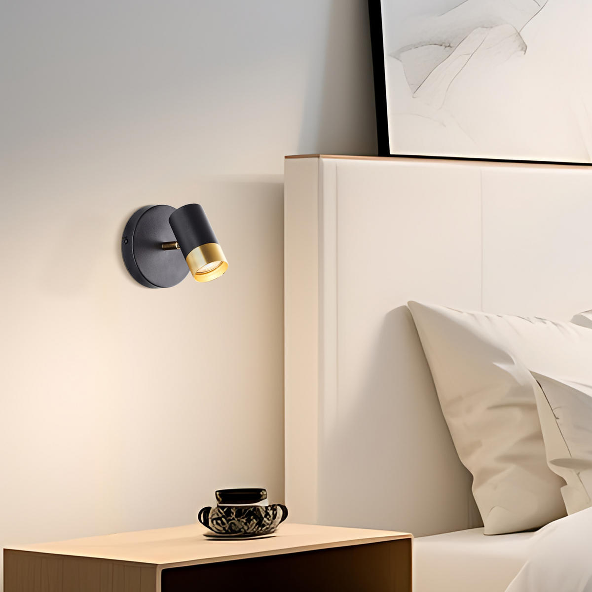 WANDLEUCHTE Vigolo Sand Schwarz/matt gold 12,5/12,5/15 cm - Multicolor, Metall (12.5/15/12.5cm) - Brilliant