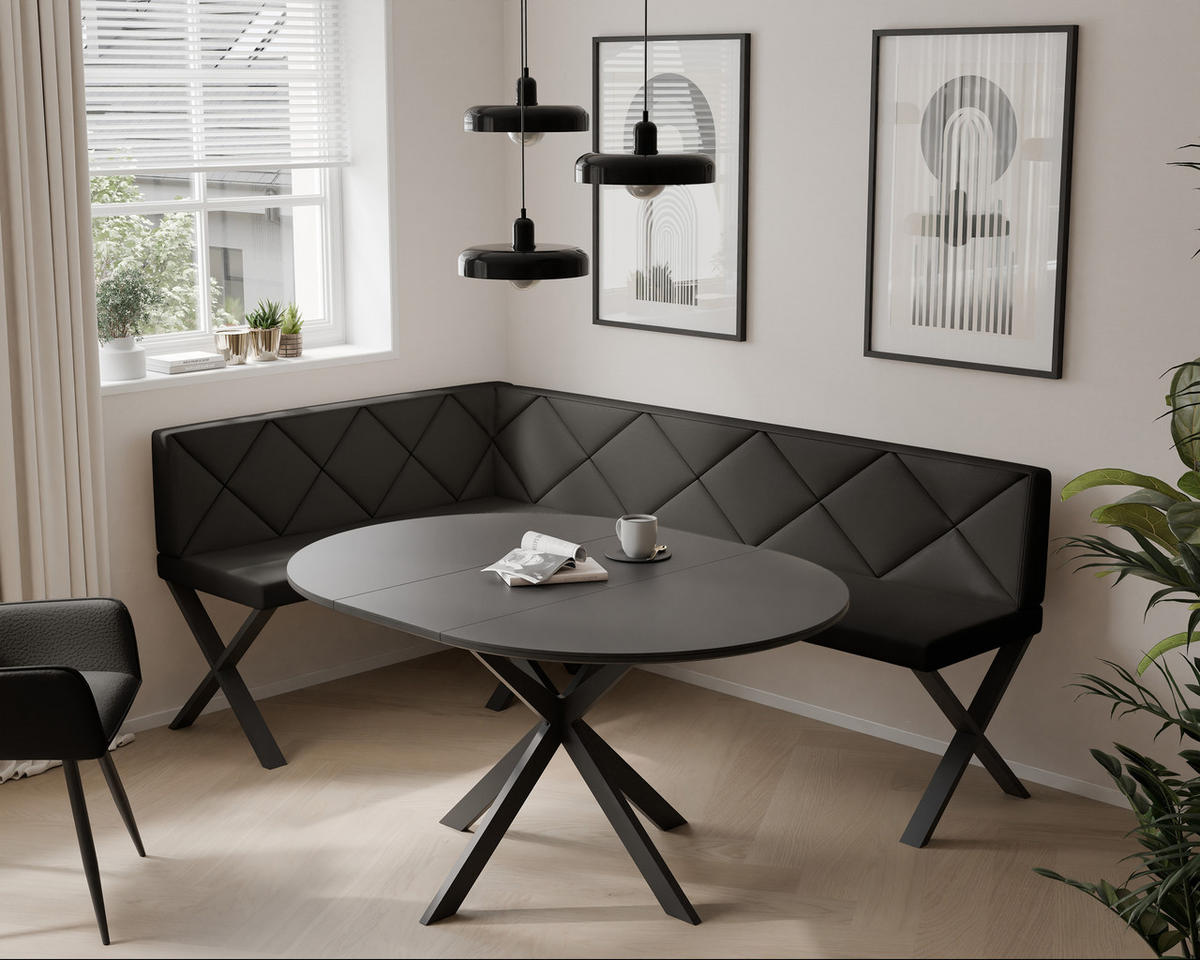 ECKBANK links VERO X Kunstleder gesteppt, 128/168 cm Anthrazit - Anthrazit, Kunststoff/Textil (128/168cm) - Idohome