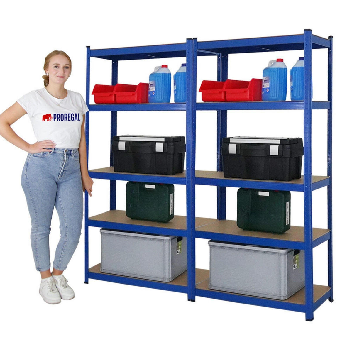 SCHWERLASTREGAL Ragnar 2er-Set mit 2x 180x90x40 cm Fachlast 175 kg Blau - Blau, Metall (180/180/40cm) - PROREGAL