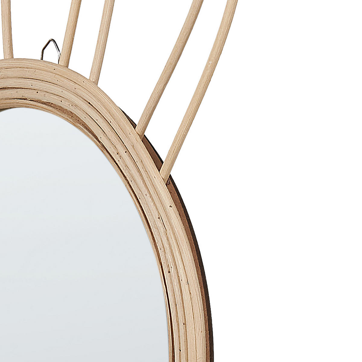 WANDSPIEGEL Rattan natürlich Hasenform 26 cm Golong - Naturfarben, Naturmaterialen (26/45/2cm) - Beliani