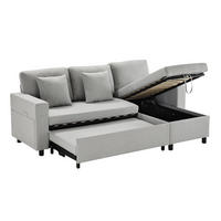 ECKSCHLAFSOFA Leinen mit Stauraum und wechselbarer Chaiselongue Grau 219,5/142,5/83 cm - Grau, Textil (83/142.5cm) - Redom