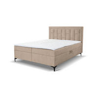 BOXBETT VENEZIA mit 2 Bettkästen, Maße: 140x200 cm, Farbe: Hellbraun , Velourstoff, mit Bonell-Matratze inkl. Topper - Hellbraun, Holz/Kunststoff (140/200cm) - VENASI MÖBEL