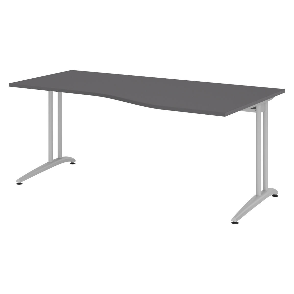 SCHREIBTISCH Serie-B 100/180/72 cm in Graphitfarben - Graphitfarben, Holzwerkstoff (100/180/72cm) - bümö