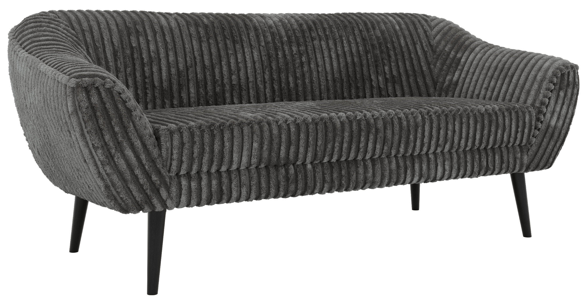 TŘÍMÍSTNÁ POHOVKA PIRS 3 - Šedá Manšestr - Černé nohy - šedá/černá, kompozitní dřevo/textil (180/75/74cm) - MKS
