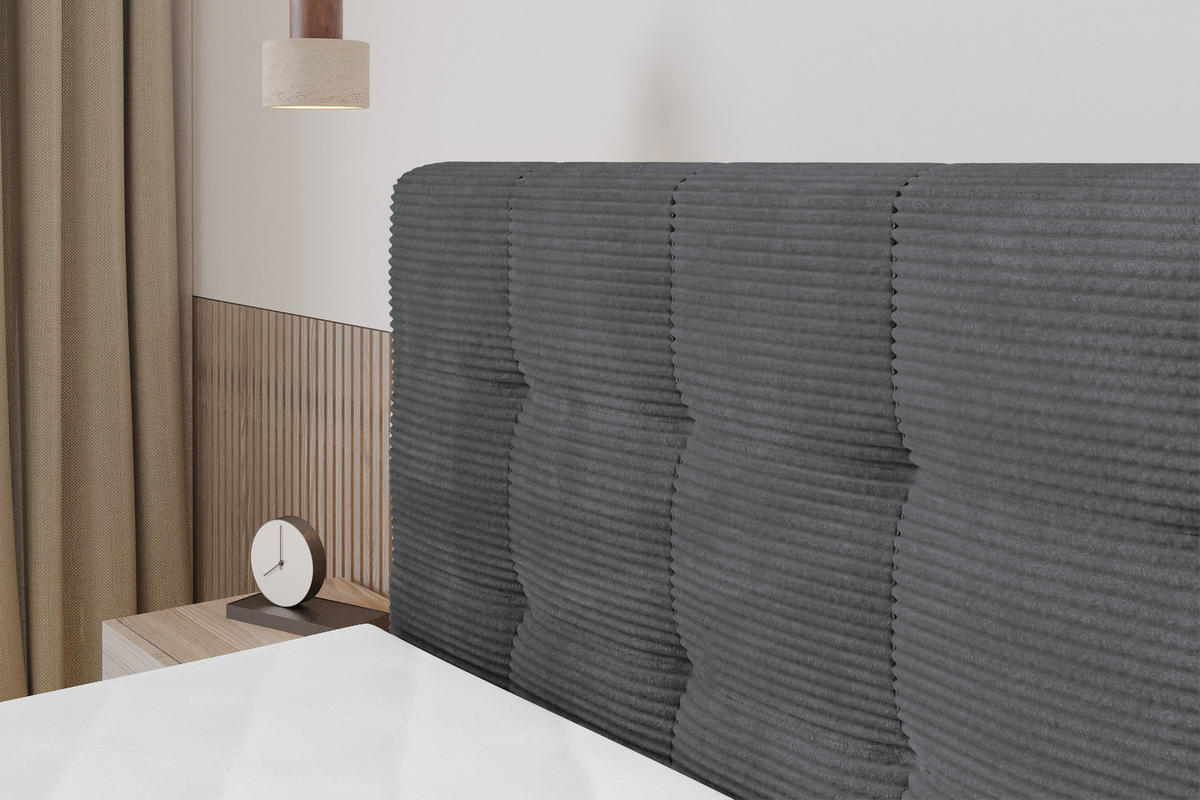 BOXSPRINGOVÁ POSTEL s matrací H3/H4 - IGAN-Z KING - 200x200 cm Tmavě šedá - antracitová, kompozitní dřevo (203/200cm) - ALTDECOR