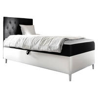 BOXBETT Filip Junior 1, Seite zum Öffnen des Bettkastens: Links - Schwarz/Weiß, Holz (90/200cm) - MIRJAN24