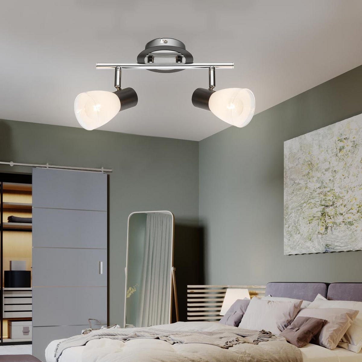 DECKENLEUCHTE Metall Chrom Silber - Silberfarben, Holz (26/14/14.5cm) - Globo Lighting